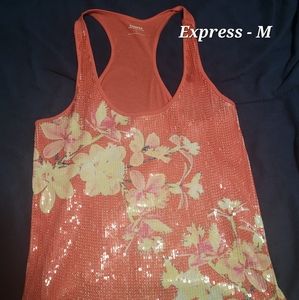 Coral sequin tank top